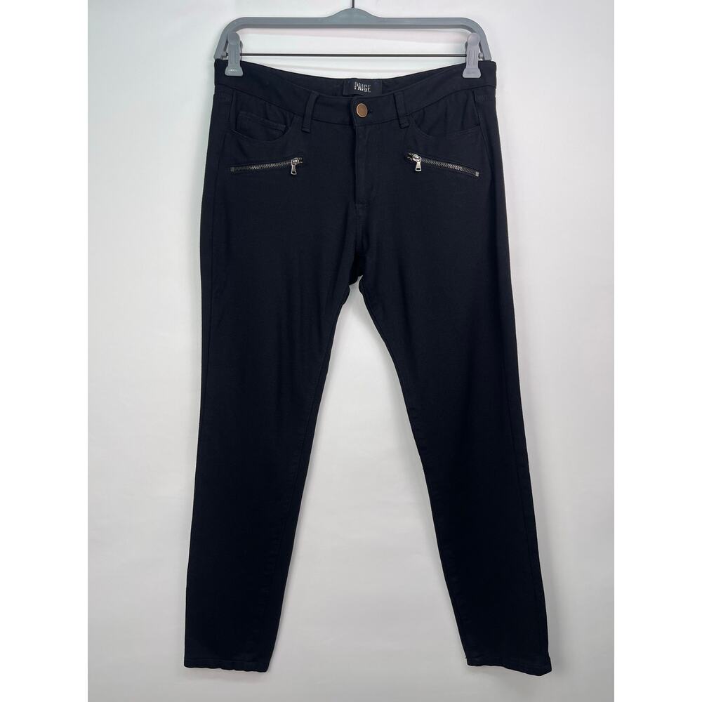 PAIGE Black Stretch Skinny Jeggings Zip Pocket Pants Size 29 - Picture 2 of 11